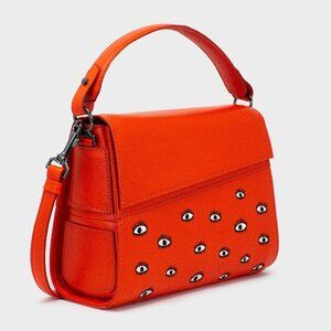 Min & Mon Anastasio Mini Crossbody Red Leather Eye Embroidered Handbag